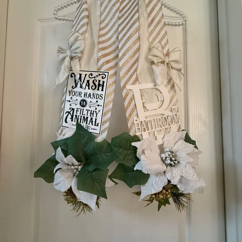 Im Featured! Holiday Bathroom Over The Door Double Christmas Swag wreath